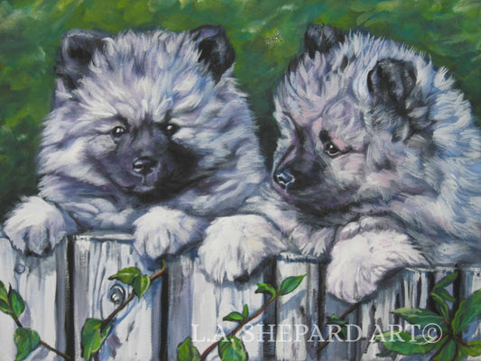 KEESHOND puppy dog art PRINT of LA Shepard painting 12x16"