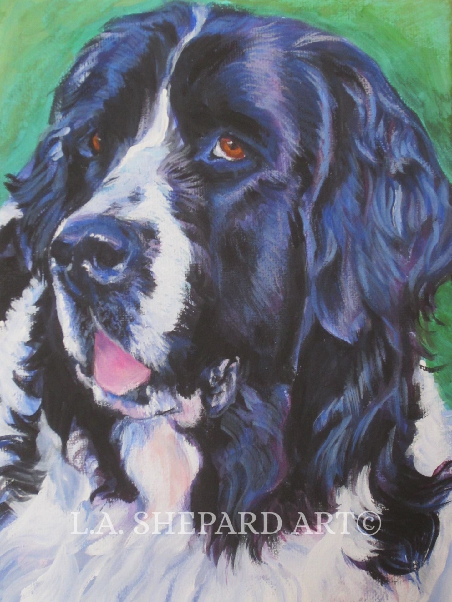 landseer Newfoundland dog portrait CANVAS print of LA Shepard painting 8x10