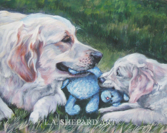 GOLDEN RETRIEVER dog art canvas PRINT of LAShepard painting 12x16