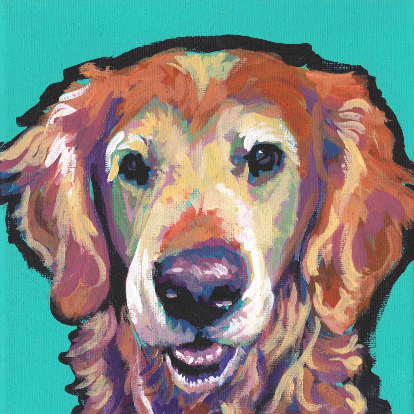 senior GOLDEN RETRIEVER dog portrait print of bright pop art Painting 12x12
