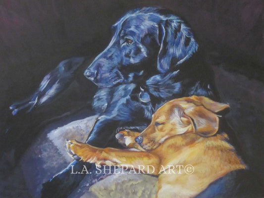 LABRADOR RETRIEVER dog art PRINT of LAShepard painting 12x16 yellow and black lab