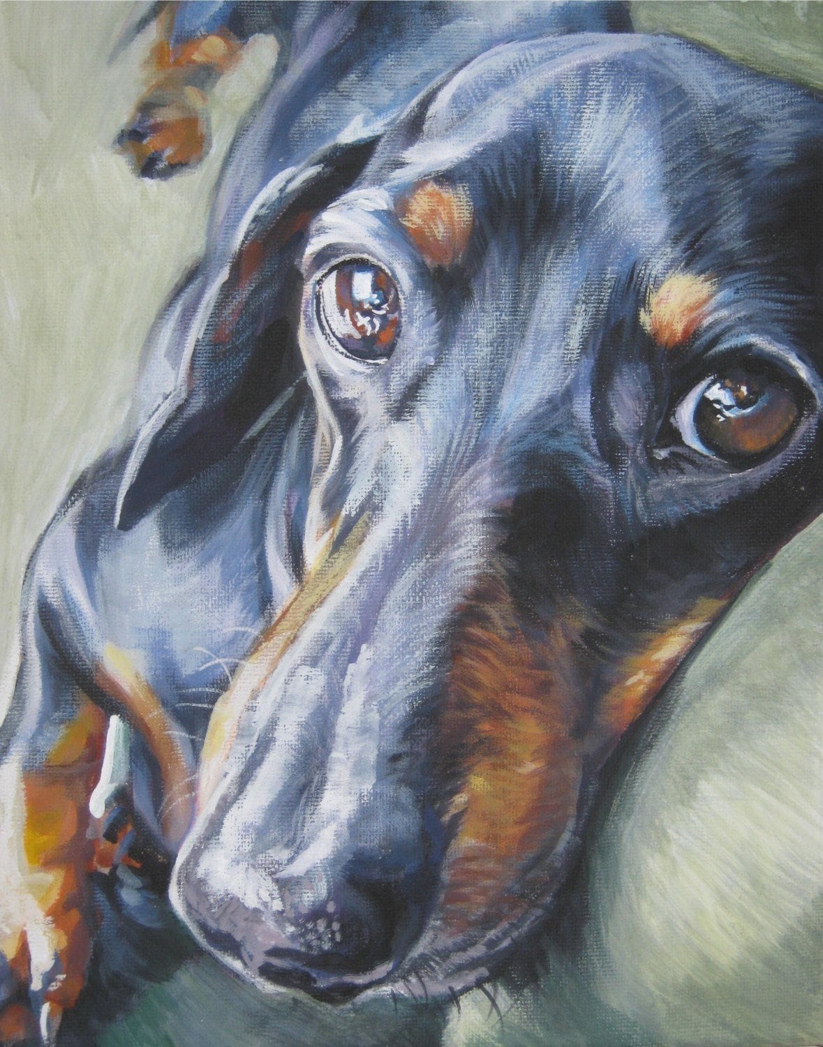 DACHSHUND dog PORTRAIT art canvas PRINT of painting by LAShepard 11x14"