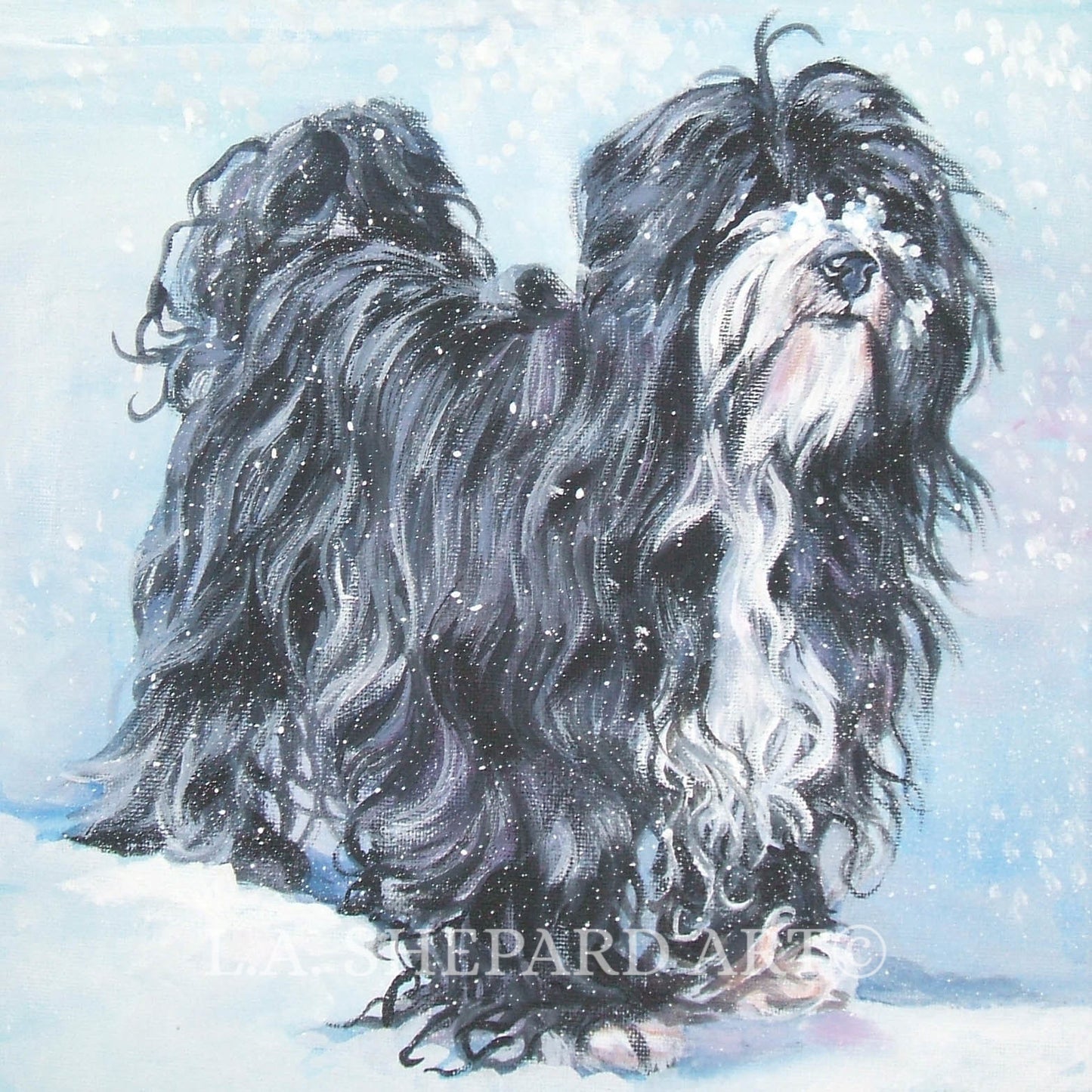 TIBETAN TERRIER dog art canvas PRINT of LAShepard dog painting 8x8