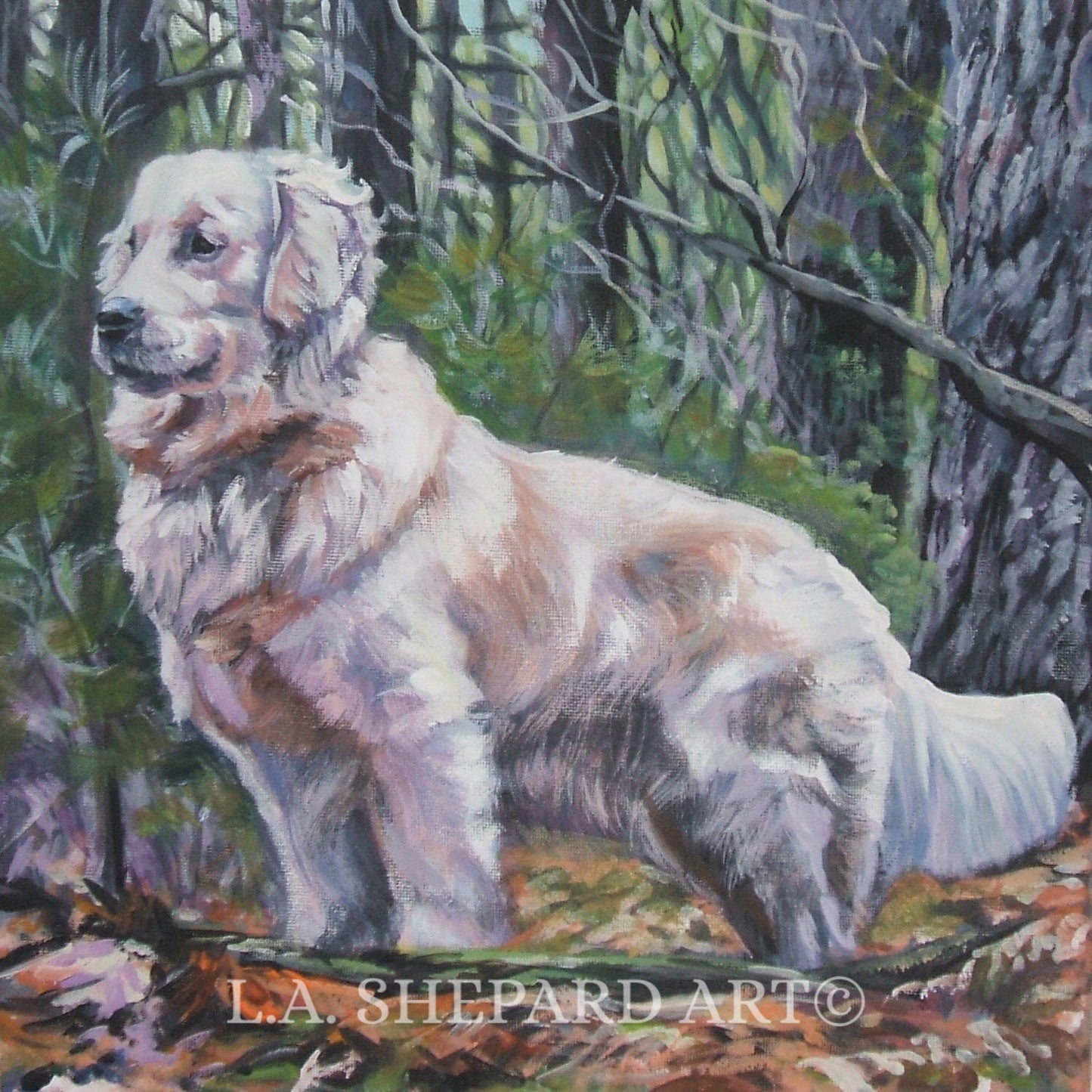 GOLDEN RETRIEVER dog art PRINT of LAShepard painting 12x12
