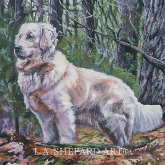 GOLDEN RETRIEVER dog art PRINT of LAShepard painting 12x12
