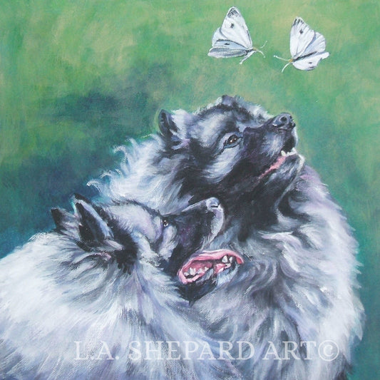 KEESHOND DOG portrait ART canvas print of LAShepard painting 8x8