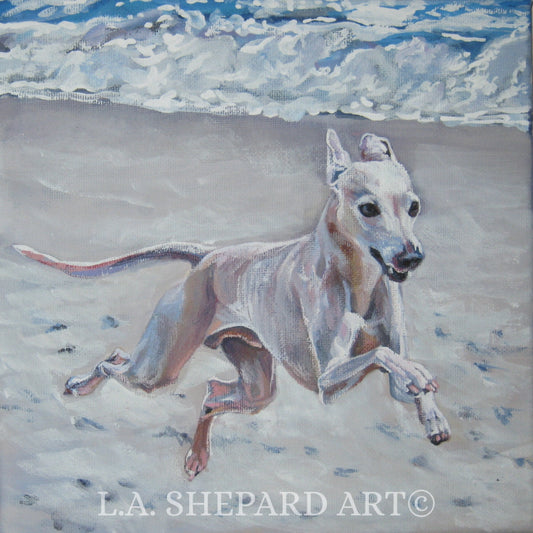 Italian Greyhound dog art print of LAShepard painting 8x8