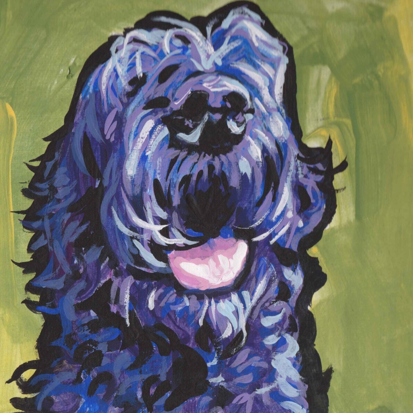 SCHNOODLE portrait art colorful print of pop art dog painting bright colors 12x12"