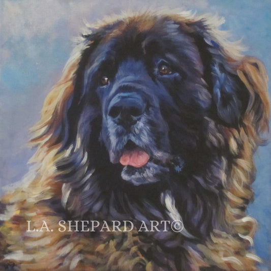 LEONBERGER dog PORTRAIT art canvas PRINT of LAShepard painting 12x12"