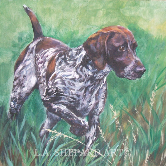 German Shorthaired pointer GSP DOG ART print of LAShepard painting 8x8