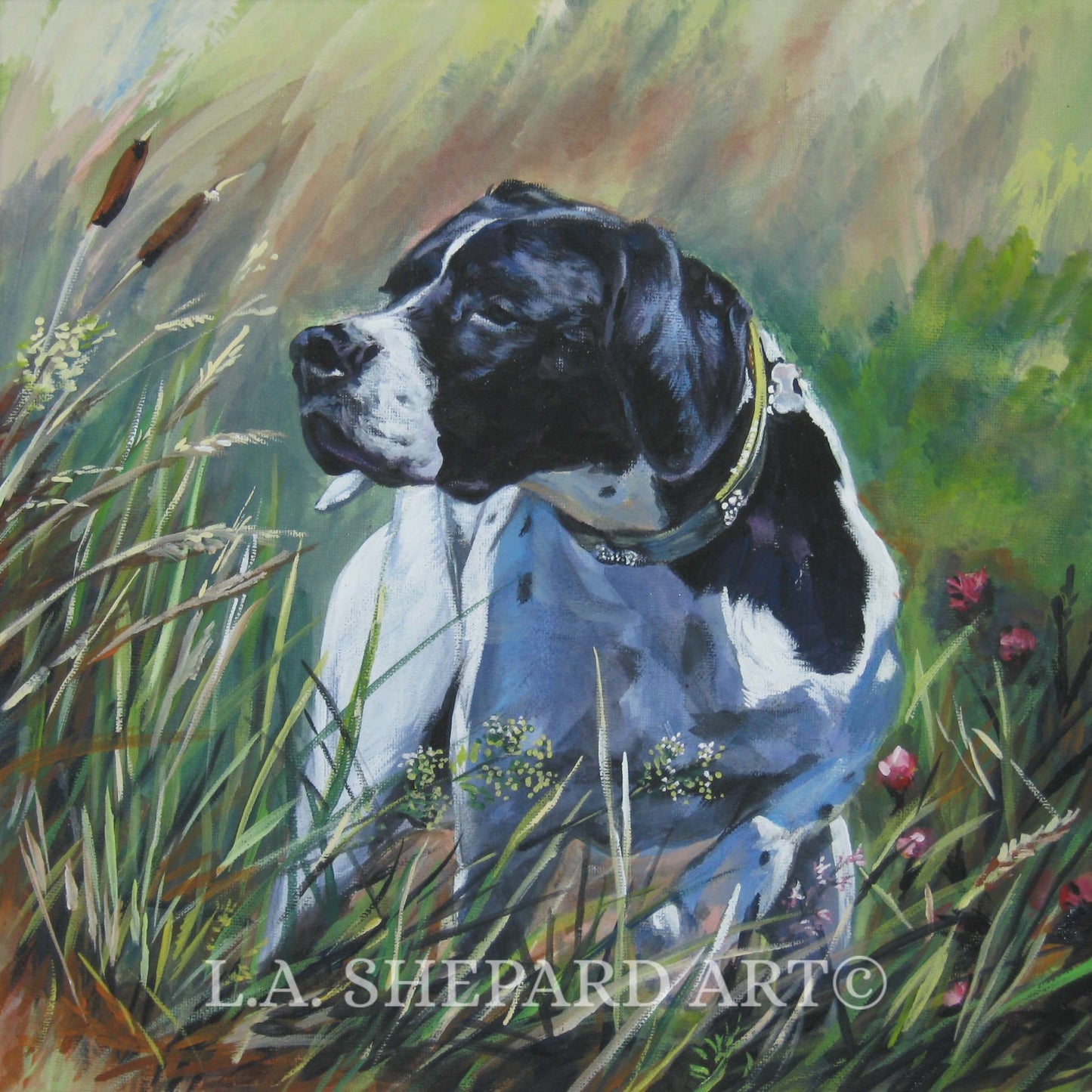 ENGLISH POINTER dog ART print of LAShepard painting 8x8