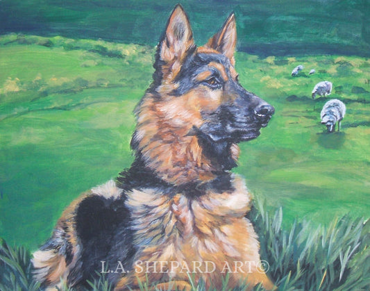 German Shepherd dog GSD ART PRINTof LAShepard painting 11x14