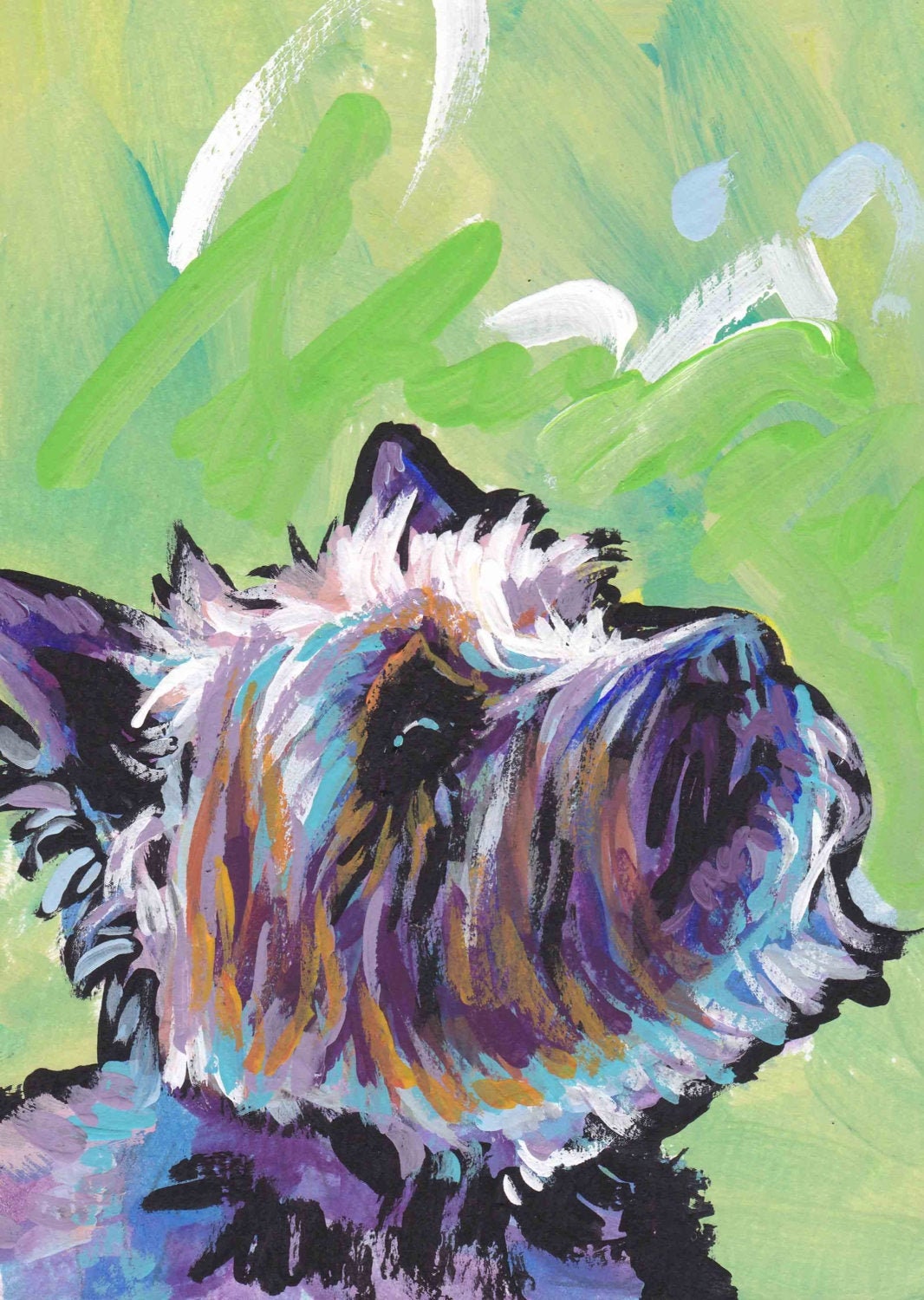 Cairn Terrier dog modern Dog art print pop art bright colors 8.5x11