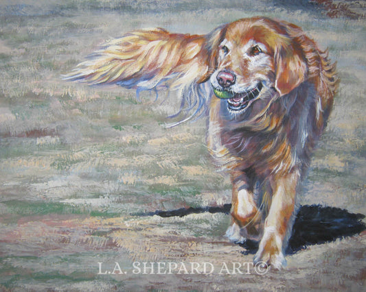 GOLDEN RETRIEVER dog art canvas PRINT of LAShepard painting 11x14