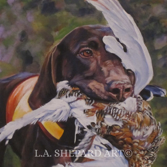 German Shorthaired Pointer GSP DOG art canvas PRINT of LaShepard painting 12x12