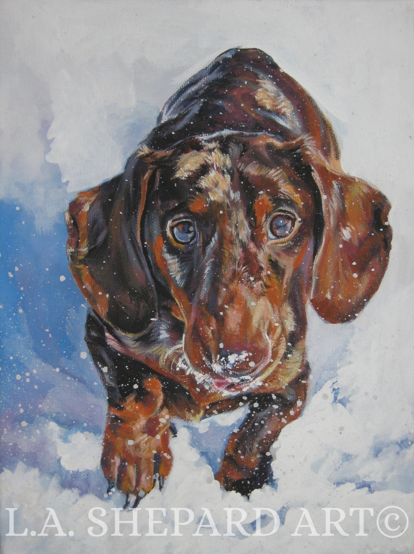 Dachshund dog portrait art print of LAShepard painting 12x16