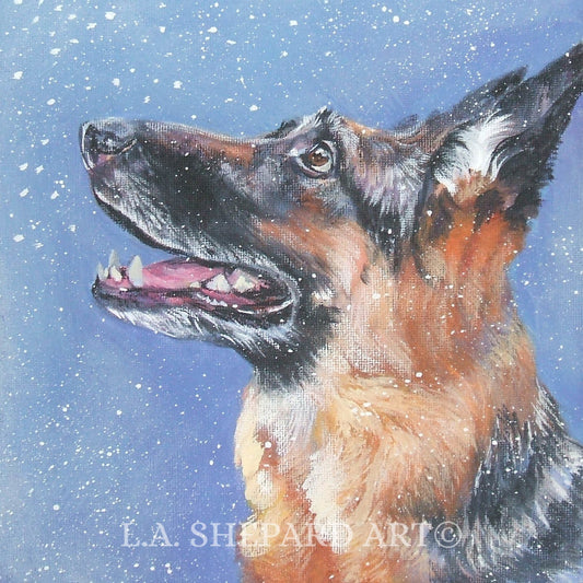 German Shepherd GSD dog ART portrait PRINT of LAShepard painting 12x12