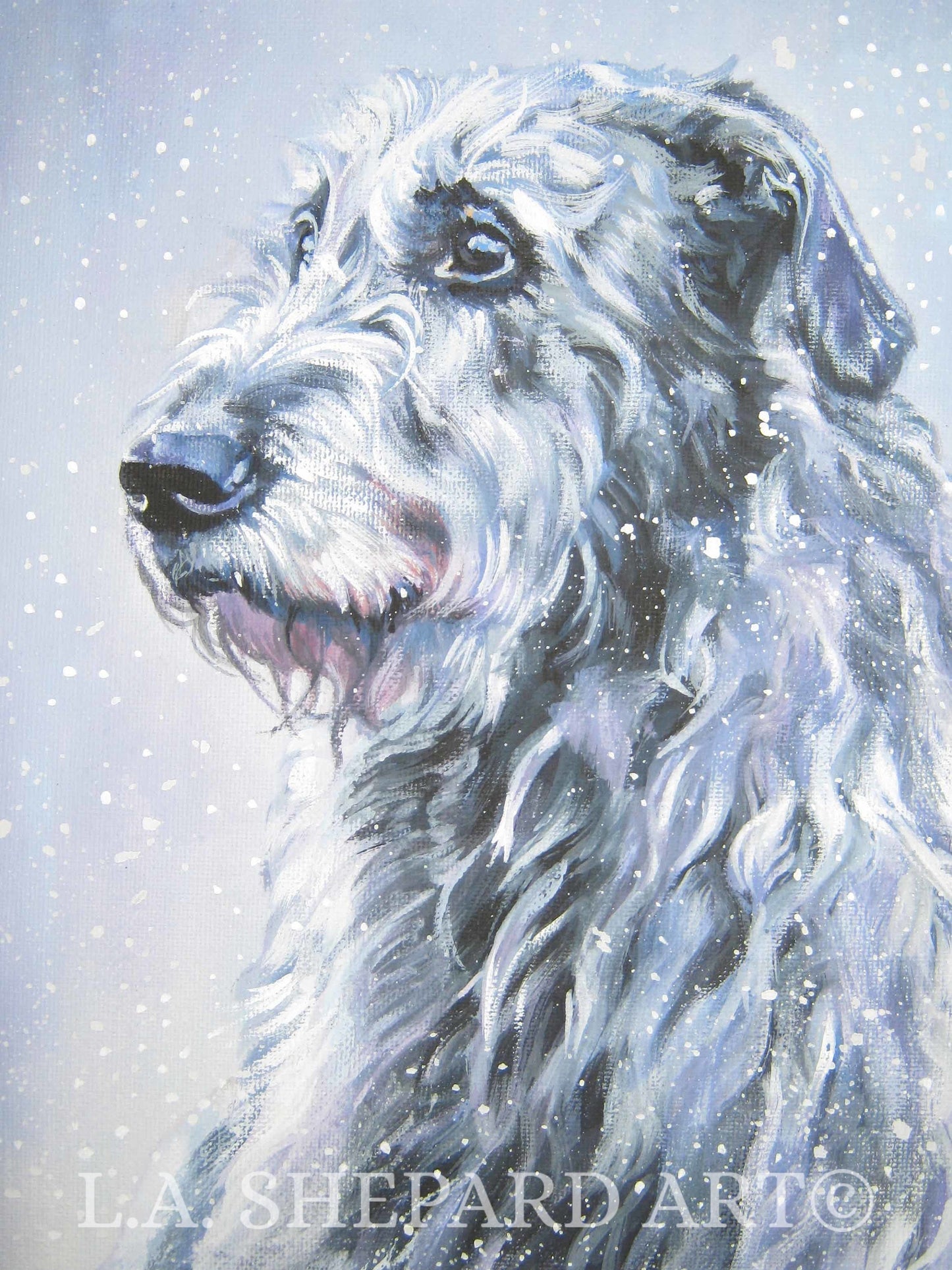 Irish Wolfhound dog art portrait PRINT of LAShepard painting 8x10