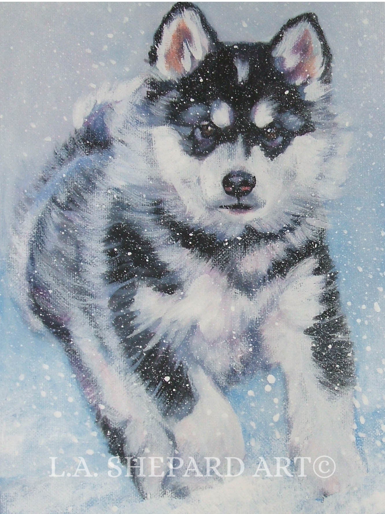 Alaskan Malamute dog art canvas PRINT of LAShepard painting 8x10
