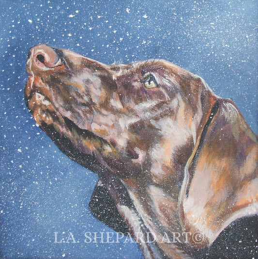 German Shorthaired Pointer GSP dog art PRINT of LAShepard painting 8x8