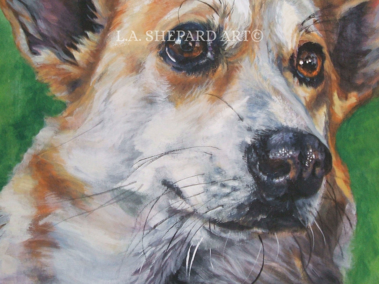 PEMBROKE WELSH CORGI dog art portrait print of LAShepard painting 12x16