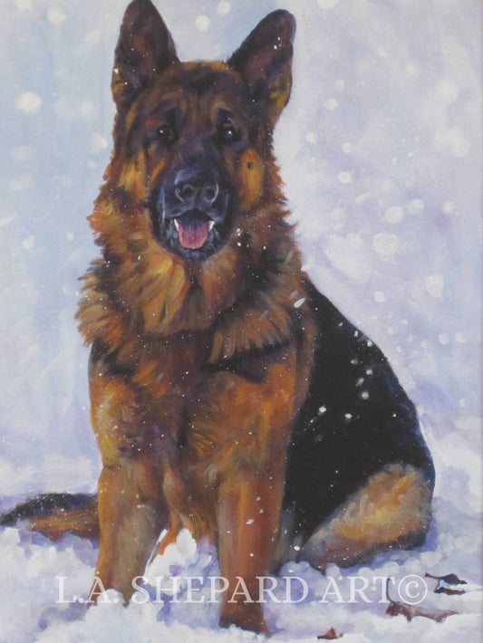 GSD German Shepherd dog ART portrait PRINT of LAShepard painting 8.5x11