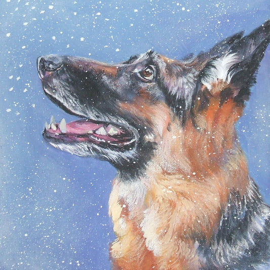 German Shepherd Dog portrait CANVAS print of LA Shepard painting 8x8 dog art