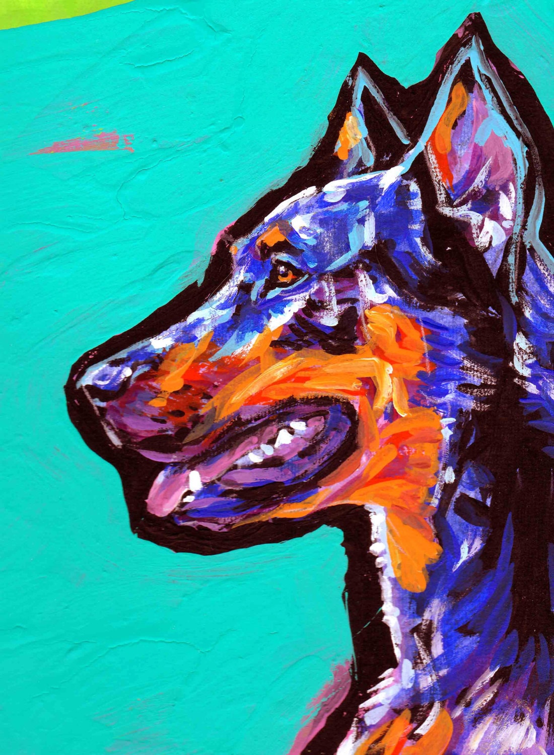 Beauceron dog art print of pop art dog painting bright colors 13x19