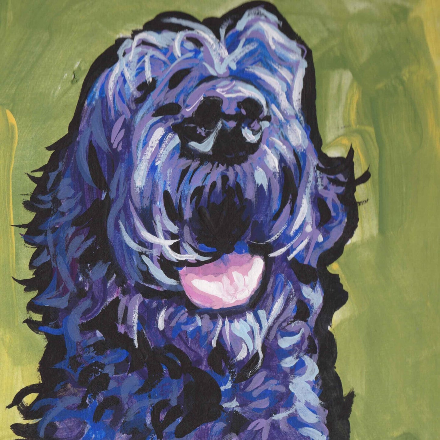 SCHNOODLE portrait art colorful print of pop art dog painting bright colors 8x8"
