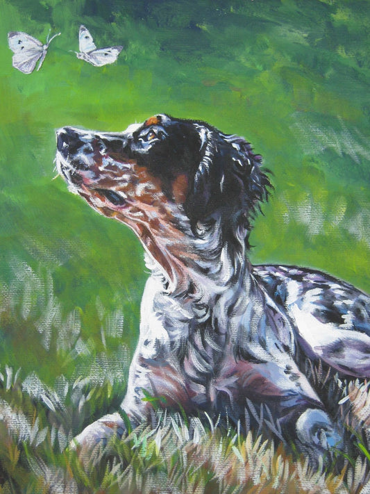 Llewellin English Setter DOG ART canvas PRINT of LAShepard painting 12x16"