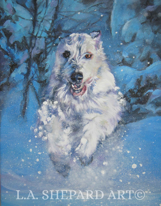 Irish Wolfhound dog art canvas PRINT of LA Shepard painting 11x14