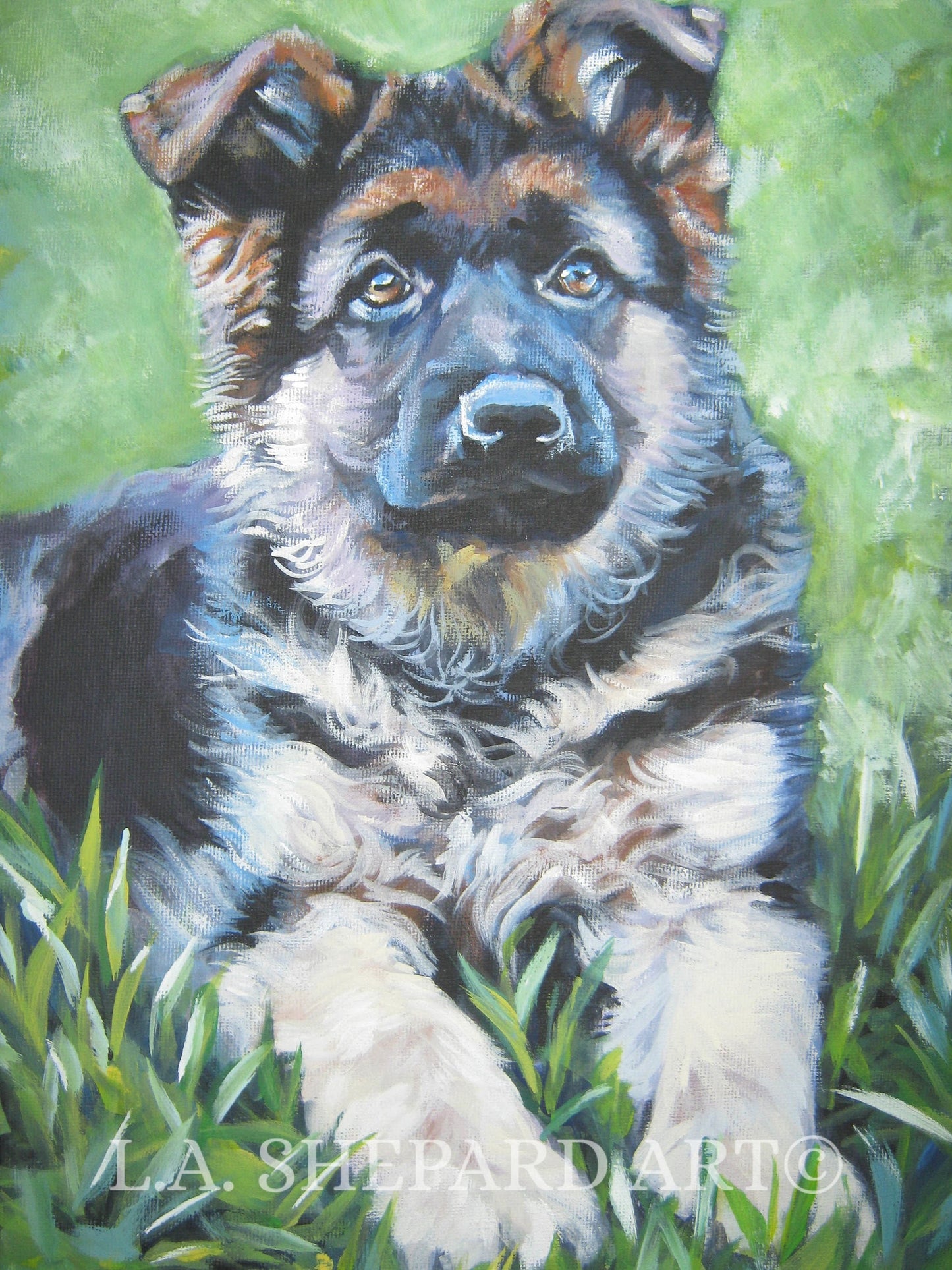 German Shepherd dog GSD ART PRINT of LAShepard painting 8x10 alsatian