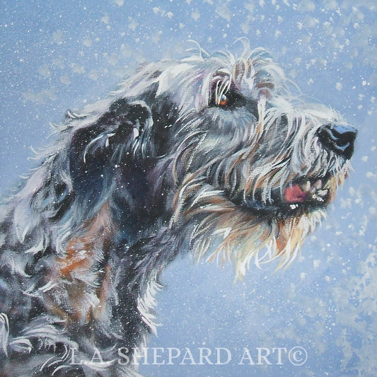 Irish Wolfhound dog art portrait print of LA Shepard painting 8x8