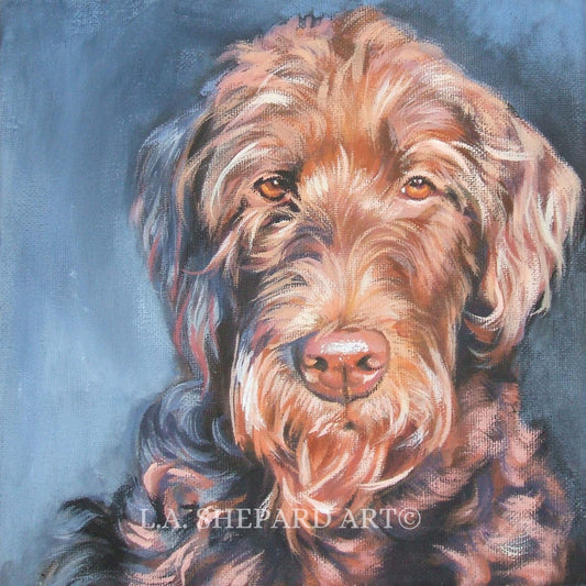 LABRADOODLE dog art portrait PRINT of LA Shepard painting 12x12