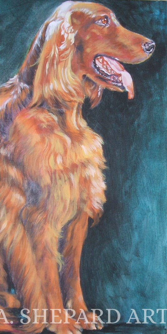 Irish Setter dog art portrait print of LA Shepard painting 9x18"