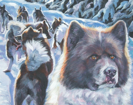 Greenland Dog art CANVAS print of LA Shepard painting 11x14