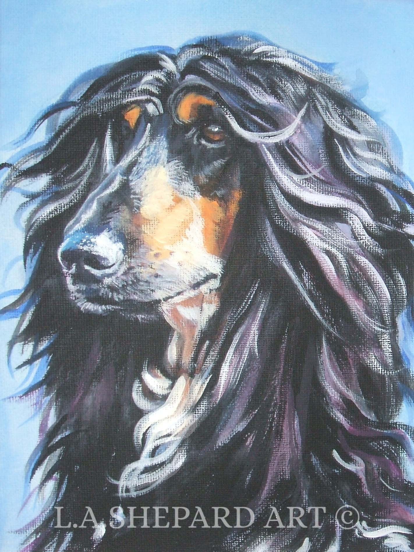 Afghan Hound "Elegant Afghan Hound" Giclée Print of Original Painting by artist LA Shepard