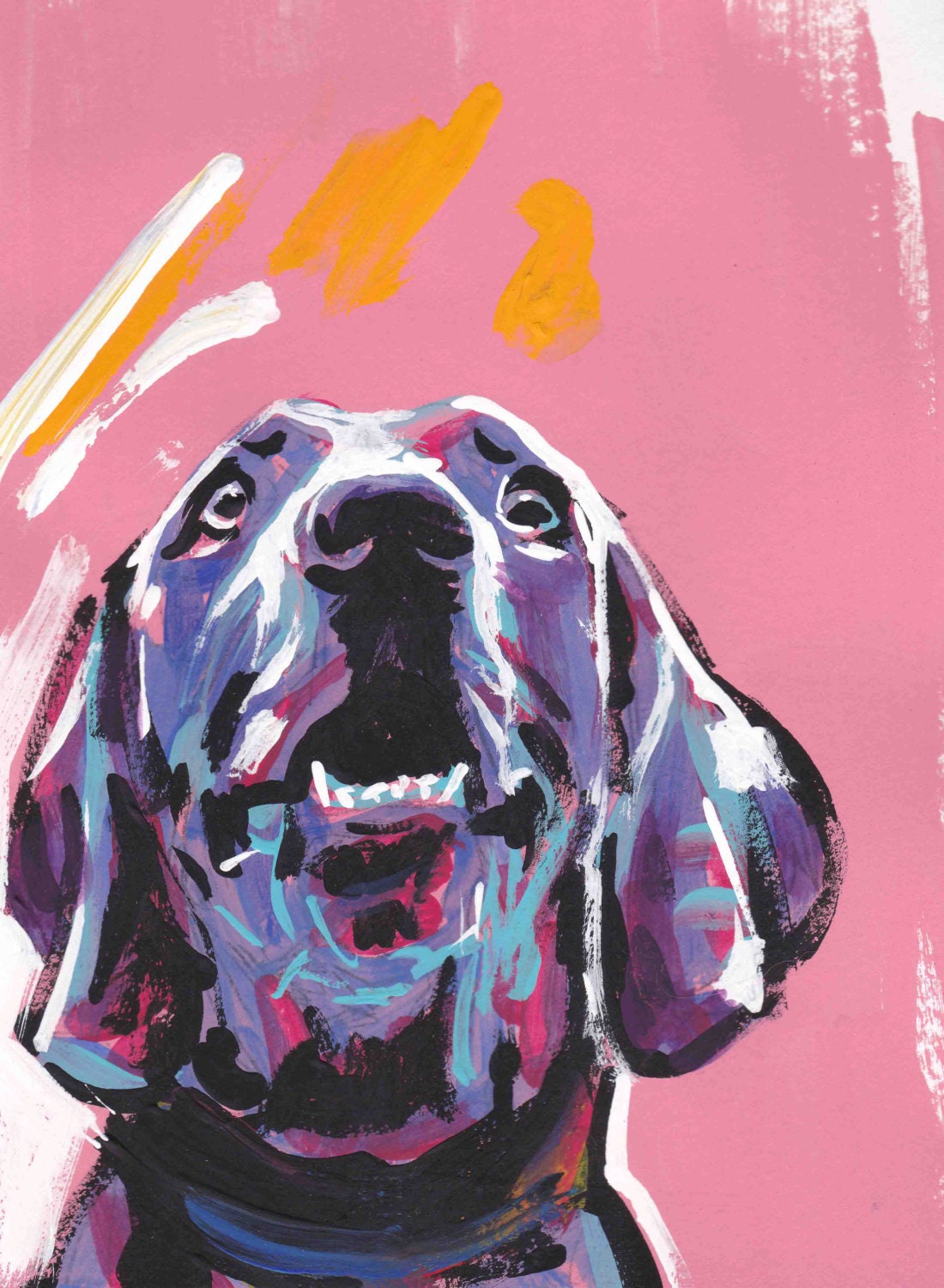 Weimaraner art print of painting pop dog art modern portrait bright colors 13x19"