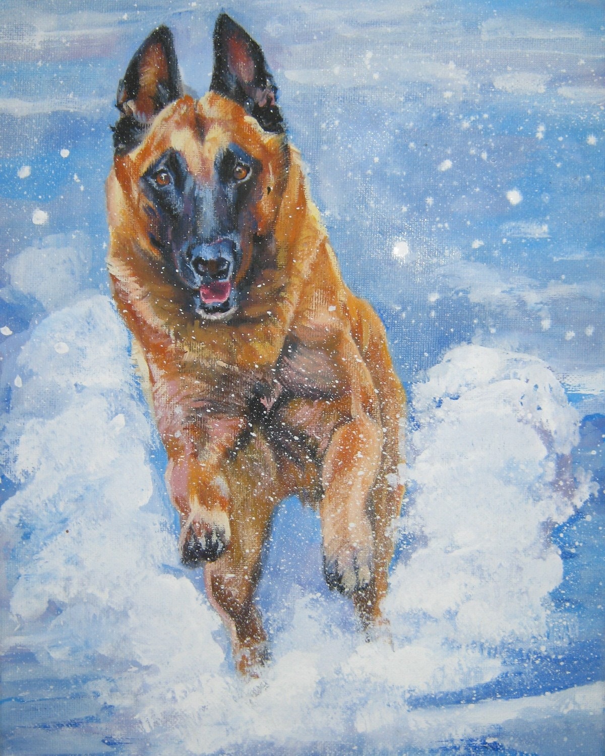 Belgian Malinois dog art print of LA Shepard painting 8x10