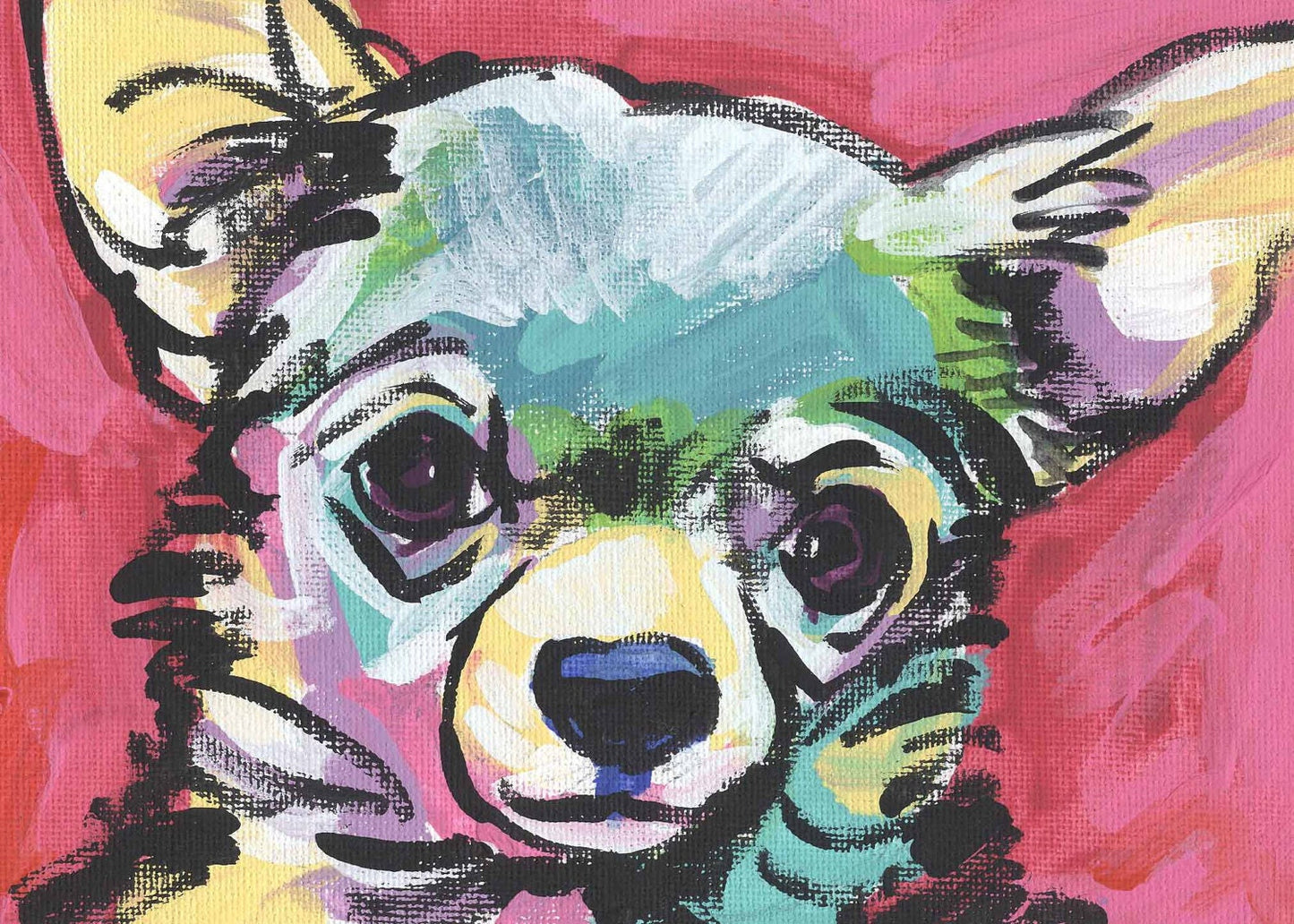 CHIHUAHUA Dog art portrait PRINT of pop art painting bright colors 8.5x11"