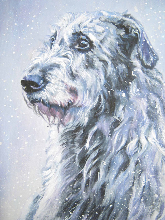 Irish Wolfhound art print of LAShepard painting 12x16 snow