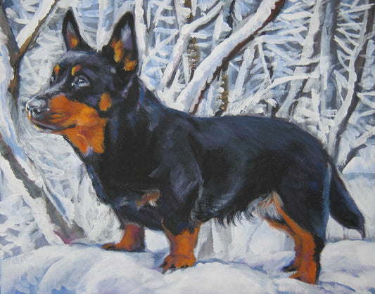 Lancashire HEELER dog ART canvas PRINT of LAShepard painting 11x14"