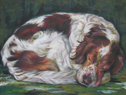 Irish Setter Red And White dog art print of LAShepard painting 12x16