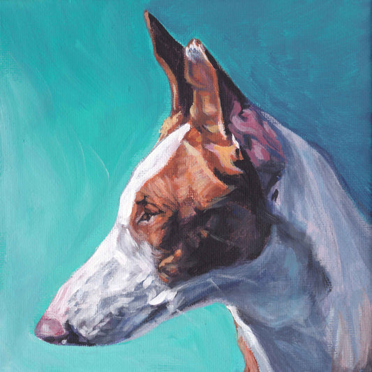 Ibizan Hound dog portrait art print of LAShepard painting 8x8