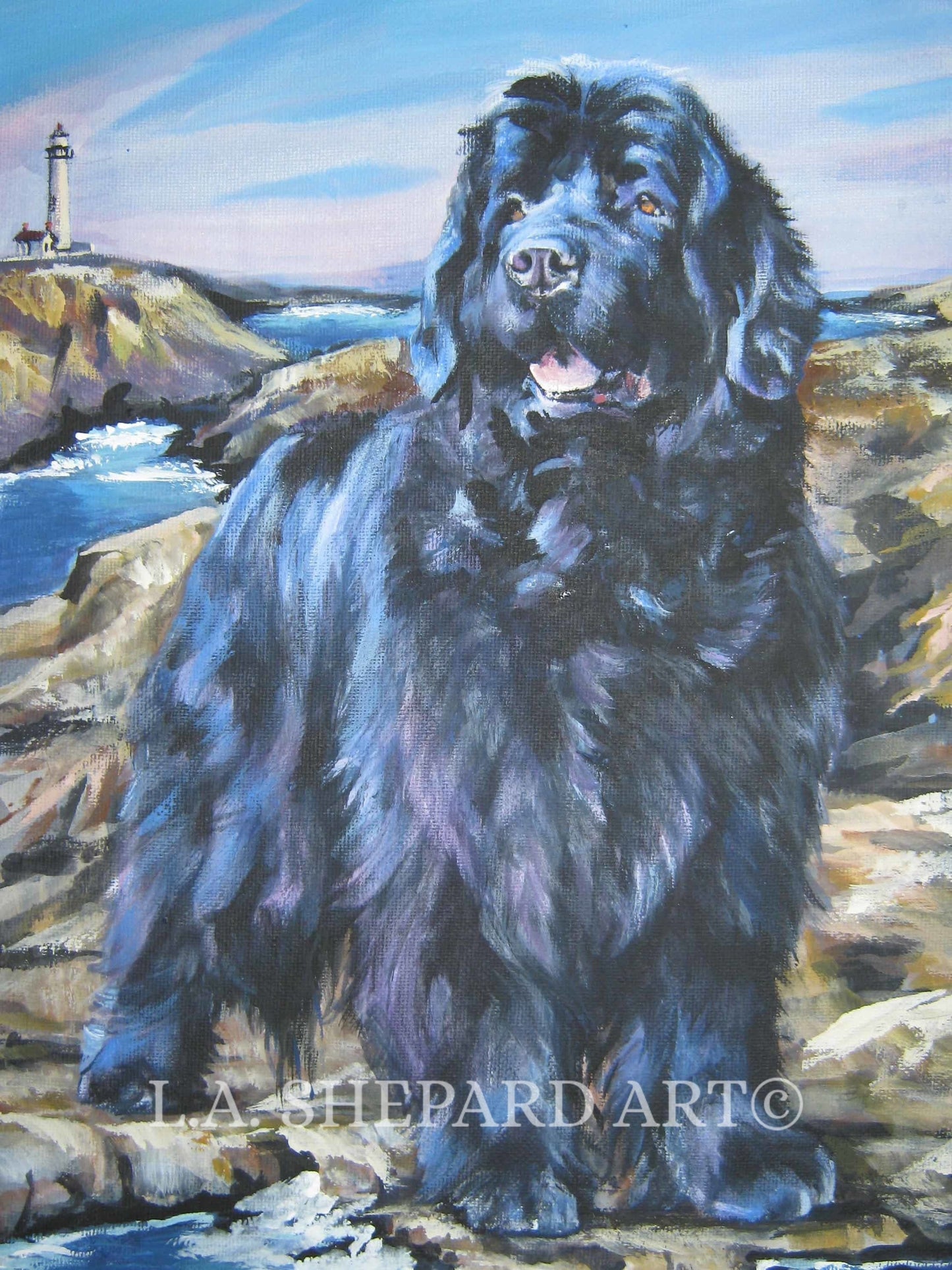 Newfoundland Dog art print of LA Shepard painting 8x10 portrait