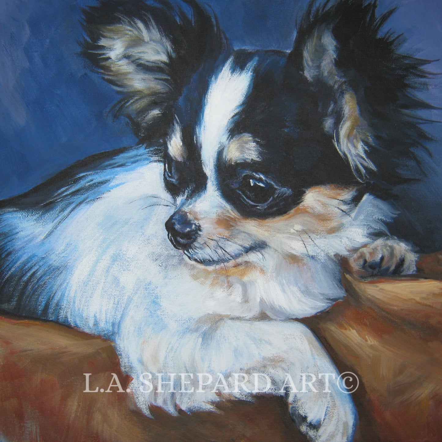CHIHUAHUA dog art portrait canvas PRINT of LA Shepard painting 8x8