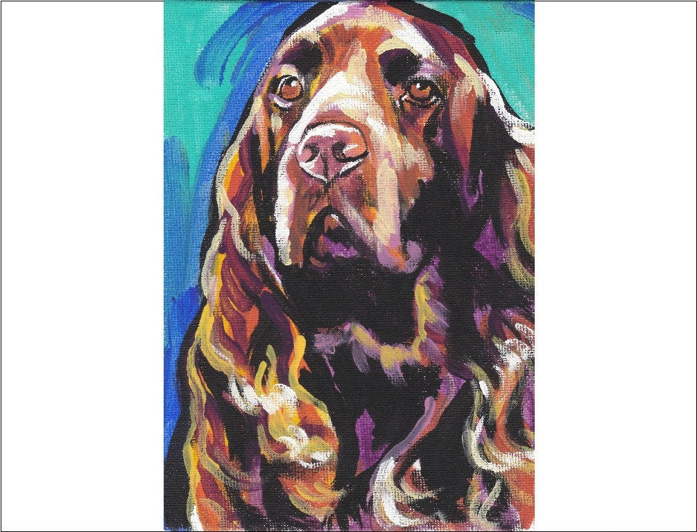 Field Spaniel art print pop dog art bright colors 13x19" LEA