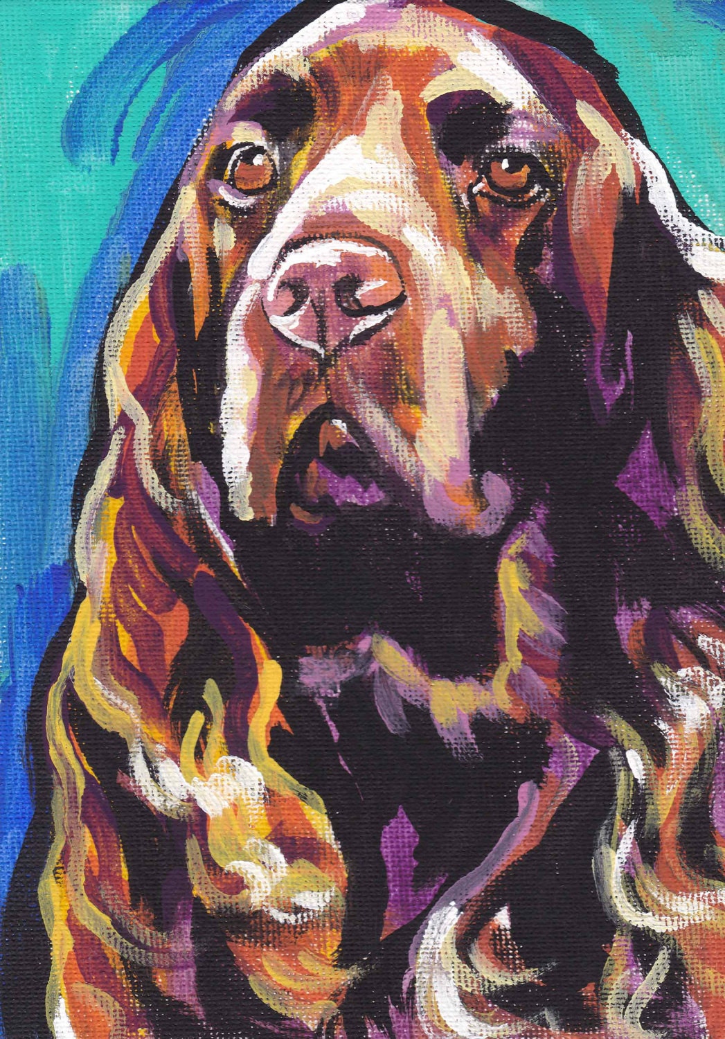 Field Spaniel art print pop dog art bright colors 13x19" LEA