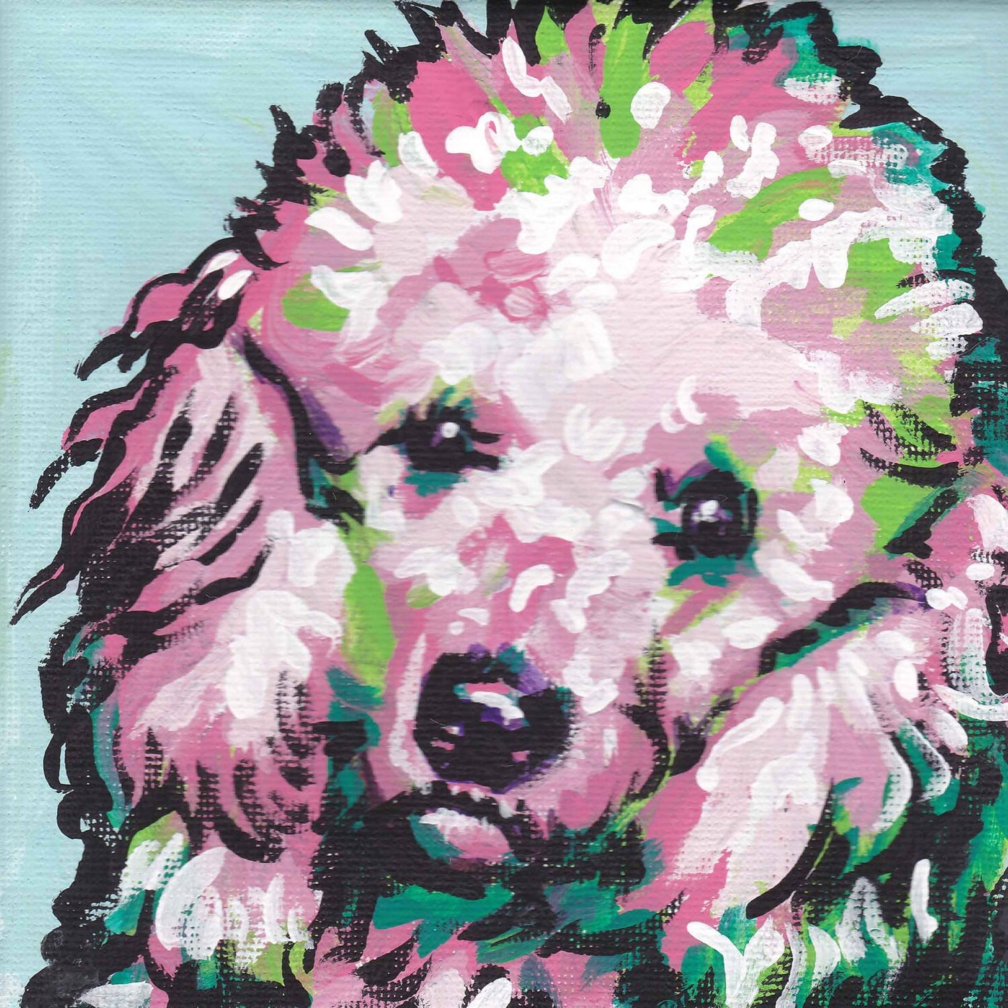 miniature toy poodle art print pop dog art bright colors 8"x8"
