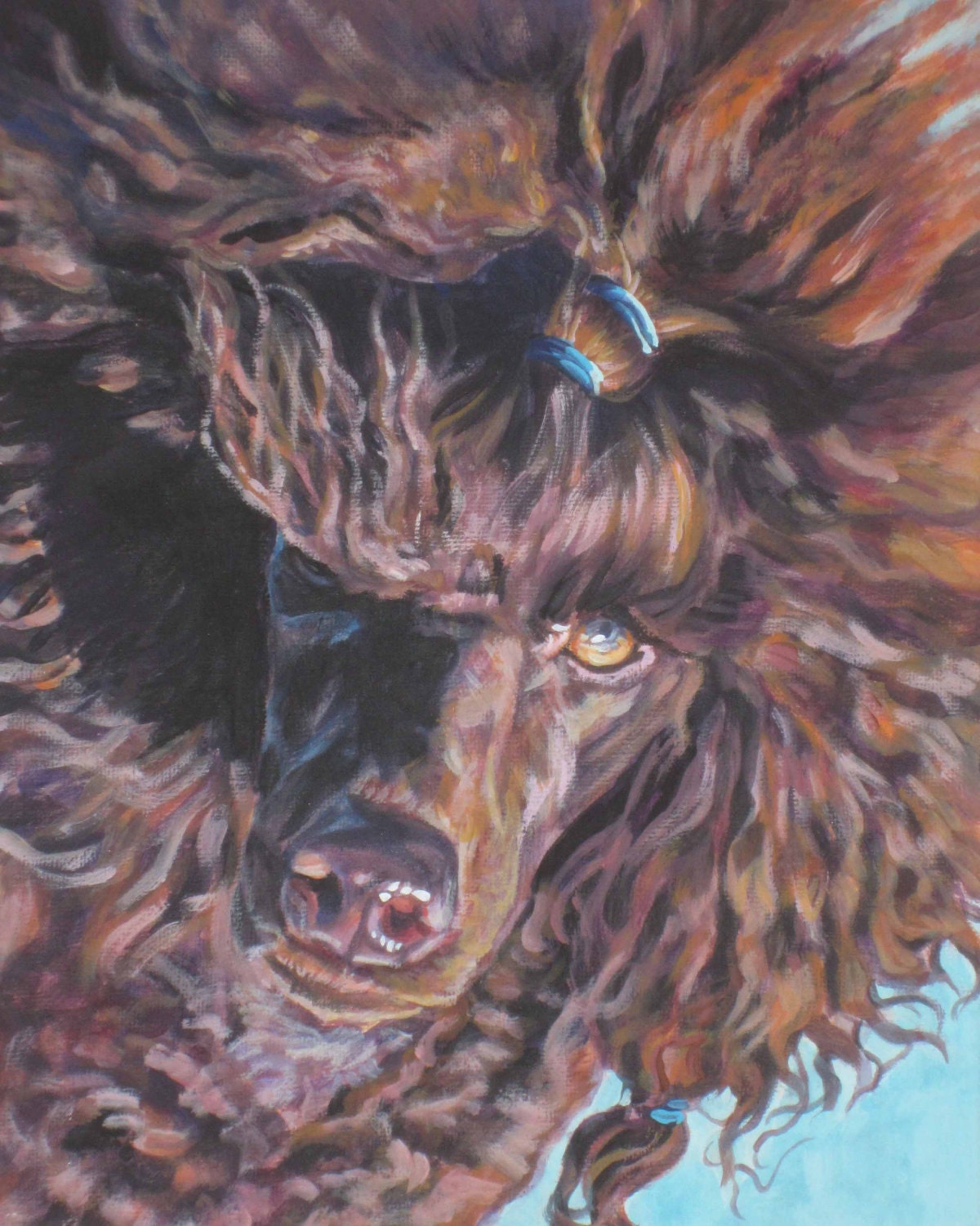 Poodle portrait print of La Shepard dog painting 8x10" dog art
